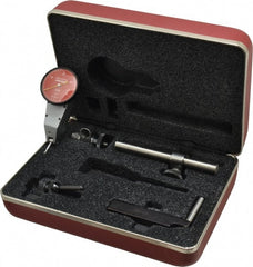 Starrett - 7 Piece, 0" to 0.03" Measuring Range, 1-3/8" Dial Diam, 0-15-0 Dial Reading, Red Dial Test Indicator Kit - 5/8" Contact Point Length, 2mm Ball Diam, 0.0005" Dial Graduation - Exact Tooling