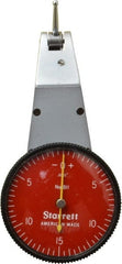 Starrett - 0.03 Inch Range, 0.0005 Inch Dial Graduation, Horizontal Dial Test Indicator - 1-3/8 Inch Red Dial, 0-15-0 Dial Reading - Exact Tooling