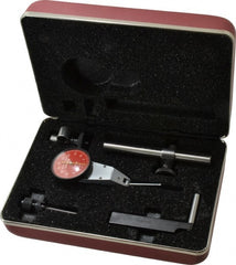 Starrett - 7 Piece, 0" to 0.06" Measuring Range, 1-3/8" Dial Diam, 0-30-0 Dial Reading, Red Dial Test Indicator Kit - 1-5/16" Contact Point Length, 2mm Ball Diam, 0.001" Dial Graduation - Exact Tooling