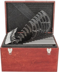 Starrett - 0 to 12" Range, 12 Piece Mechanical Outside Micrometer Set - 0.0001" Graduation, Ratchet Stop Thimble, Carbide Tipped Face - Exact Tooling