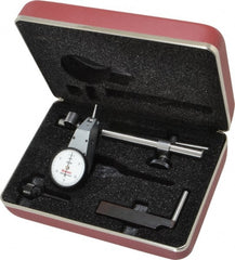 Starrett - 7 Piece, 0" to 0.03" Measuring Range, 1-3/8" Dial Diam, 0-15-0 Dial Reading, White Dial Test Indicator Kit - 5/8" Contact Point Length, 2mm Ball Diam, 0.0005" Dial Graduation - Exact Tooling
