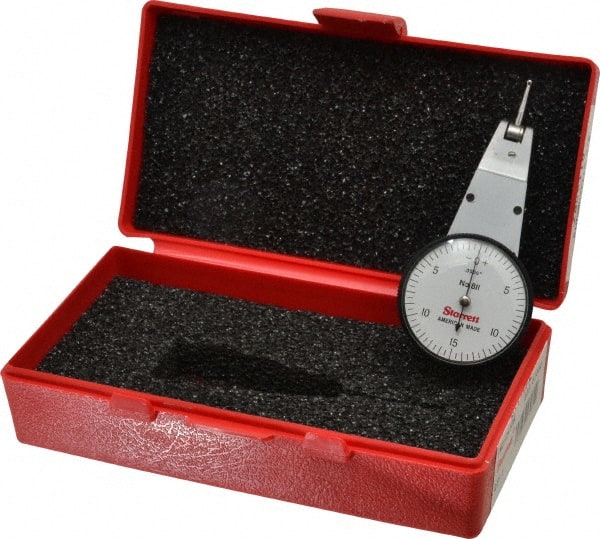 Starrett - 0.03 Inch Range, 0.0005 Inch Dial Graduation, Horizontal Dial Test Indicator - 1-3/8 Inch White Dial, 0-15-0 Dial Reading - Exact Tooling