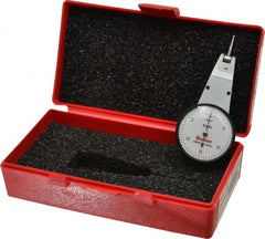 Starrett - 0.03 Inch Range, 0.0005 Inch Dial Graduation, Horizontal Dial Test Indicator - 1-3/8 Inch White Dial, 0-15-0 Dial Reading - Exact Tooling