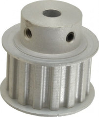 Power Drive - 15 Tooth, 3/8" Inside x 1.76" Outside Diam, Hub & Flange Timing Belt Pulley - 1" Belt Width, 1.79" Pitch Diam, 1-1/4" Face Width, Aluminum - Exact Tooling