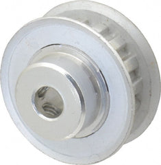 Power Drive - 15 Tooth, 1/4" Inside x 0.935" Outside Diam, Hub & Flange Timing Belt Pulley - 1/4" Belt Width, 0.955" Pitch Diam, 0.438" Face Width, Aluminum - Exact Tooling
