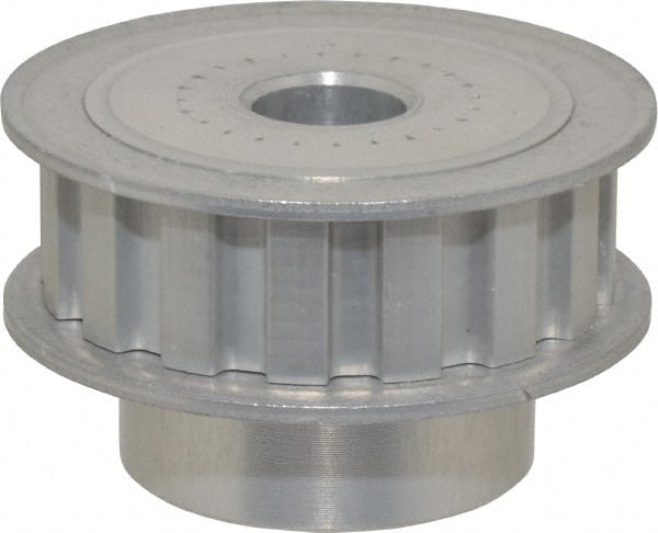 Power Drive - 16 Tooth, 1/2" Inside x 1.88" Outside Diam, Hub & Flange Timing Belt Pulley - 1/2" Belt Width, 1.91" Pitch Diam, 0.719" Face Width, Aluminum - Exact Tooling