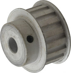 Power Drive - 16 Tooth, 1/2" Inside x 1.88" Outside Diam, Hub & Flange Timing Belt Pulley - 3/4" Belt Width, 1.91" Pitch Diam, 1" Face Width, Aluminum - Exact Tooling