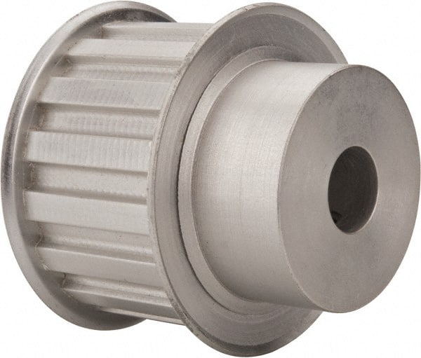 Power Drive - 16 Tooth, 1/2" Inside x 1.88" Outside Diam, Hub & Flange Timing Belt Pulley - 1" Belt Width, 1.91" Pitch Diam, 1-1/4" Face Width, Aluminum - Exact Tooling