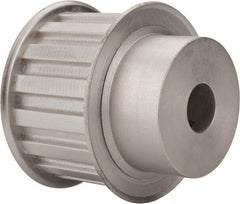 Power Drive - 16 Tooth, 1/2" Inside x 1.88" Outside Diam, Hub & Flange Timing Belt Pulley - 1" Belt Width, 1.91" Pitch Diam, 1-1/4" Face Width, Aluminum - Exact Tooling