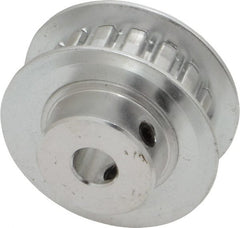 Power Drive - 16 Tooth, 1/4" Inside x 1" Outside Diam, Hub & Flange Timing Belt Pulley - 1/4" Belt Width, 1.019" Pitch Diam, 0.438" Face Width, Aluminum - Exact Tooling
