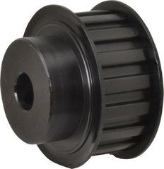 Power Drive - 17 Tooth, 1/2" Inside x 2" Outside Diam, Hub & Flange Timing Belt Pulley - 3/4" Belt Width, 2.029" Pitch Diam, 1" Face Width, Aluminum - Exact Tooling