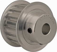 Power Drive - 17 Tooth, 1/2" Inside x 2" Outside Diam, Hub & Flange Timing Belt Pulley - 1" Belt Width, 2.029" Pitch Diam, 1-1/4" Face Width, Aluminum - Exact Tooling