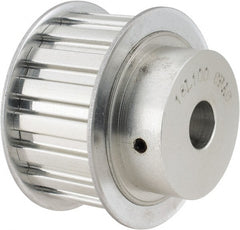 Power Drive - 18 Tooth, 1/2" Inside x 2.119" Outside Diam, Hub & Flange Timing Belt Pulley - 1" Belt Width, 2.149" Pitch Diam, 1-1/4" Face Width, Aluminum - Exact Tooling