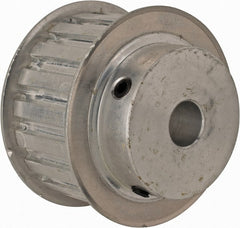 Power Drive - 19 Tooth, 1/2" Inside x 2.238" Outside Diam, Hub & Flange Timing Belt Pulley - 1" Belt Width, 2.268" Pitch Diam, 1-1/4" Face Width, Aluminum - Exact Tooling