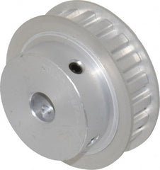 Power Drive - 20 Tooth, 1/2" Inside x 2.357" Outside Diam, Hub & Flange Timing Belt Pulley - 1/2" Belt Width, 2.387" Pitch Diam, 0.719" Face Width, Aluminum - Exact Tooling