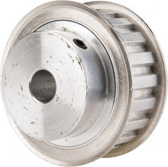 Power Drive - 20 Tooth, 1/2" Inside x 2.357" Outside Diam, Hub & Flange Timing Belt Pulley - 3/4" Belt Width, 2.387" Pitch Diam, 1" Face Width, Aluminum - Exact Tooling