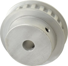 Power Drive - 21 Tooth, 1/2" Inside x 2.477" Outside Diam, Hub & Flange Timing Belt Pulley - 1/2" Belt Width, 2.507" Pitch Diam, 3/4" Face Width, Aluminum - Exact Tooling