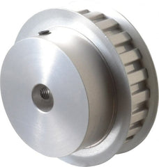 Power Drive - 22 Tooth, 1/2" Inside x 2.596" Outside Diam, Hub & Flange Timing Belt Pulley - 1/2" Belt Width, 2.626" Pitch Diam, 3/4" Face Width, Aluminum - Exact Tooling