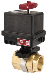 Gemini Valve - 2" Pipe, 720 psi WOG Rating Brass Electric Actuated Ball Valve - Reinforced PTFE Seal, Standard Port, Threaded (NPT) End Connection - Exact Tooling