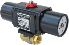 Gemini Valve - 2" Pipe, 720 psi WOG Rating Brass Pneumatic Spring Return with Solenoid Actuated Ball Valve - Reinforced PTFE Seal, Standard Port, Threaded (NPT) End Connection - Exact Tooling