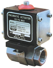 Gemini Valve - 1/4" Pipe, 720 psi WOG Rating Stainless Steel Pneumatic Double Acting with Solenoid Actuated Ball Valve - Reinforced PTFE Seal, Full Port, Threaded (BSPT x JIS) End Connection - Exact Tooling