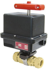 Gemini Valve - 3/8" Pipe, 1,000 psi WOG Rating Brass Electric Actuated Ball Valve - Reinforced PTFE Seal, Full Port, TYLOK (Compression) End Connection - Exact Tooling