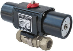 Gemini Valve - 1/2" Pipe, 1,000 psi WOG Rating Stainless Steel Pneumatic Spring Return with Solenoid Actuated Ball Valve - Reinforced PTFE Seal, Standard Port - Exact Tooling