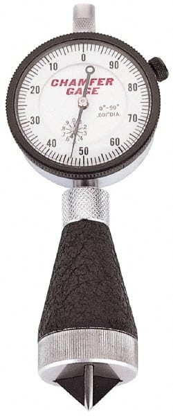 Starrett - 3/16 to 1", 90 to 127° Included Angle, External Chamfer Gage - White Hardened Tool Steel (Plunger), 3 Blade Plunger - Exact Tooling