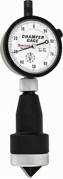 Starrett - 0 to 1", 0 to 90° Included Angle, Internal Chamfer Gage - White Hardened Tool Steel (Plunger), 3 Blade Plunger - Exact Tooling