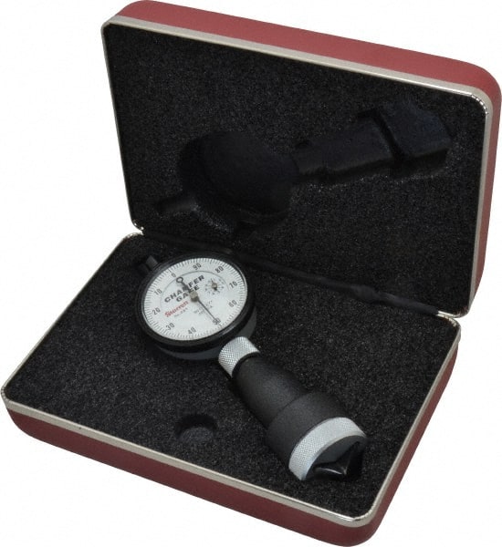 Starrett - 0 to 1", 90 to 127° Included Angle, Internal Chamfer Gage - White Hardened Tool Steel (Plunger), 3 Blade Plunger - Exact Tooling