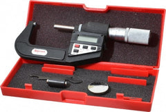 Starrett - 25.4mm to 2" Micro-Lapped Carbide Electronic Outside Micrometer - Exact Tooling