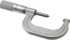 Starrett - 1 to 2" Range, Mechanical Screw Thread Micrometer - Plain Thimble, 0.001" Graduation, 0.004mm Accuracy - Exact Tooling