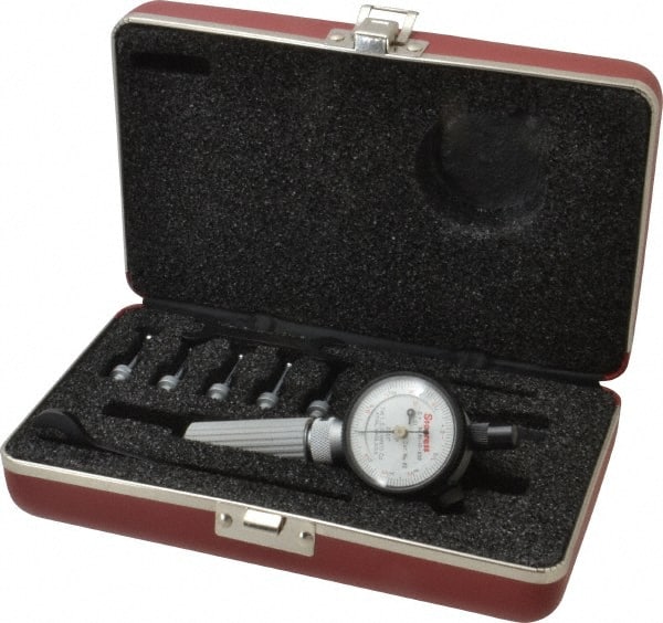 Starrett - 7 Anvil, 0.107 to 0.266" Dial Bore Gage Set - 0.0001" Graduation, 13/16" Gage Depth - Exact Tooling