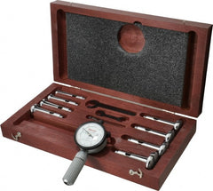 Starrett - 7 Anvil, 0.56 to 1.565" Dial Bore Gage Set - 0.0001" Graduation, 2-1/2" Gage Depth - Exact Tooling