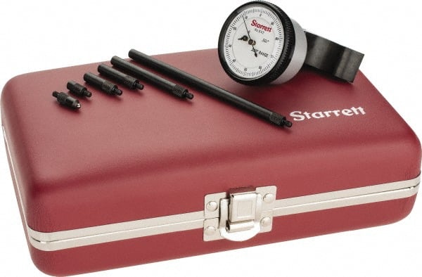 Starrett - 0 to 8.6 Inch Range, Steel, White Dial Depth Gage - 0.001 Inch Graduation, 2-1/2 Inch Base Measuring Length - Exact Tooling