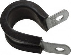 Made in USA - 5/8" Pipe, 5/8" Rod, Cushion Clamp - Gray & Black, Galvanized Steel & EPDM Cushion - Exact Tooling