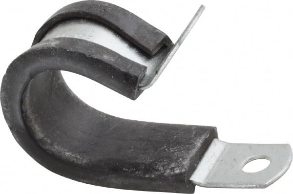 Made in USA - 3/4" Pipe, 3/4" Rod, Cushion Clamp - Gray & Black, Galvanized Steel & EPDM Cushion - Exact Tooling