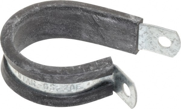 Made in USA - 1-1/4" Pipe, 1-1/4" Rod, Cushion Clamp - Gray & Black, Galvanized Steel & EPDM Cushion - Exact Tooling
