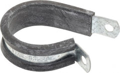 Made in USA - 1-1/4" Pipe, 1-1/4" Rod, Cushion Clamp - Gray & Black, Galvanized Steel & EPDM Cushion - Exact Tooling