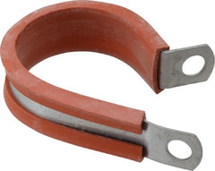 Made in USA - 1-1/4" Pipe, 1-1/4" Rod, Cushion Clamp - Gray & Red, Galvanized Steel & Silcone Cushion - Exact Tooling