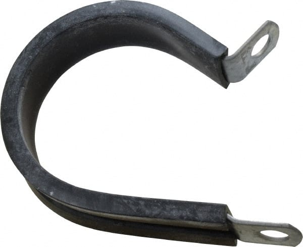 Made in USA - 1-1/2" Pipe, 1-1/2" Rod, Cushion Clamp - Gray & Black, Galvanized Steel & EPDM Cushion - Exact Tooling