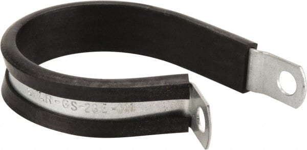 Made in USA - 1-3/4" Pipe, 1-3/4" Rod, Cushion Clamp - Gray & Black, Galvanized Steel & EPDM Cushion - Exact Tooling
