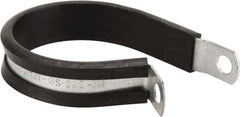 Made in USA - 1-3/4" Pipe, 1-3/4" Rod, Cushion Clamp - Gray & Black, Galvanized Steel & EPDM Cushion - Exact Tooling