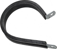 Made in USA - 2" Pipe, 2" Rod, Cushion Clamp - Gray & Black, Galvanized Steel & EPDM Cushion - Exact Tooling