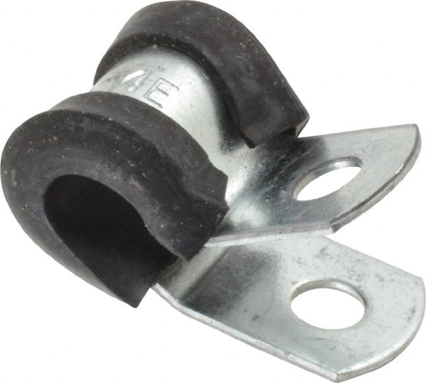 Made in USA - 1/4" Rod, Cushion Clamp - Gray & Black, Galvanized Steel & EPDM Cushion - Exact Tooling