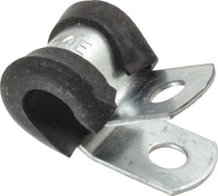 Made in USA - 1/4" Rod, Cushion Clamp - Gray & Black, Galvanized Steel & EPDM Cushion - Exact Tooling