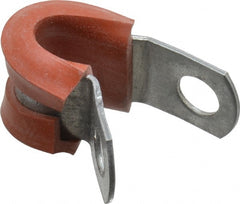 Made in USA - 1/4" Pipe, 1/4" Rod, Cushion Clamp - Gray & Red, Galvanized Steel & Silcone Cushion - Exact Tooling