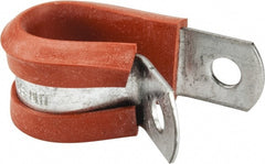 Made in USA - 1/2" Pipe, 1/2" Rod, Cushion Clamp - Gray & Red, Galvanized Steel & Silcone Cushion - Exact Tooling