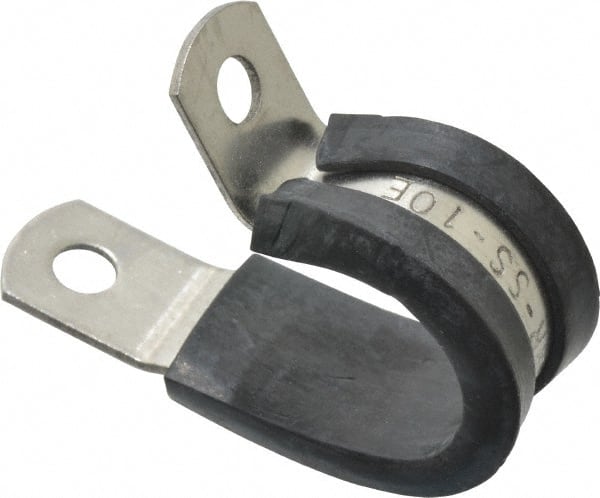 Made in USA - 5/8" Pipe, 5/8" Rod, Cushion Clamp - Gray & Black, Grade 304 Stainless Steel & EPDM Cushion - Exact Tooling
