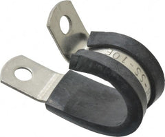 Made in USA - 5/8" Pipe, 5/8" Rod, Cushion Clamp - Gray & Black, Grade 304 Stainless Steel & EPDM Cushion - Exact Tooling
